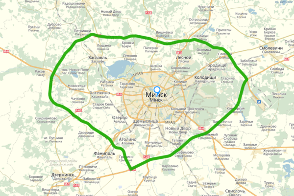 Карта МКАД-2 Минска