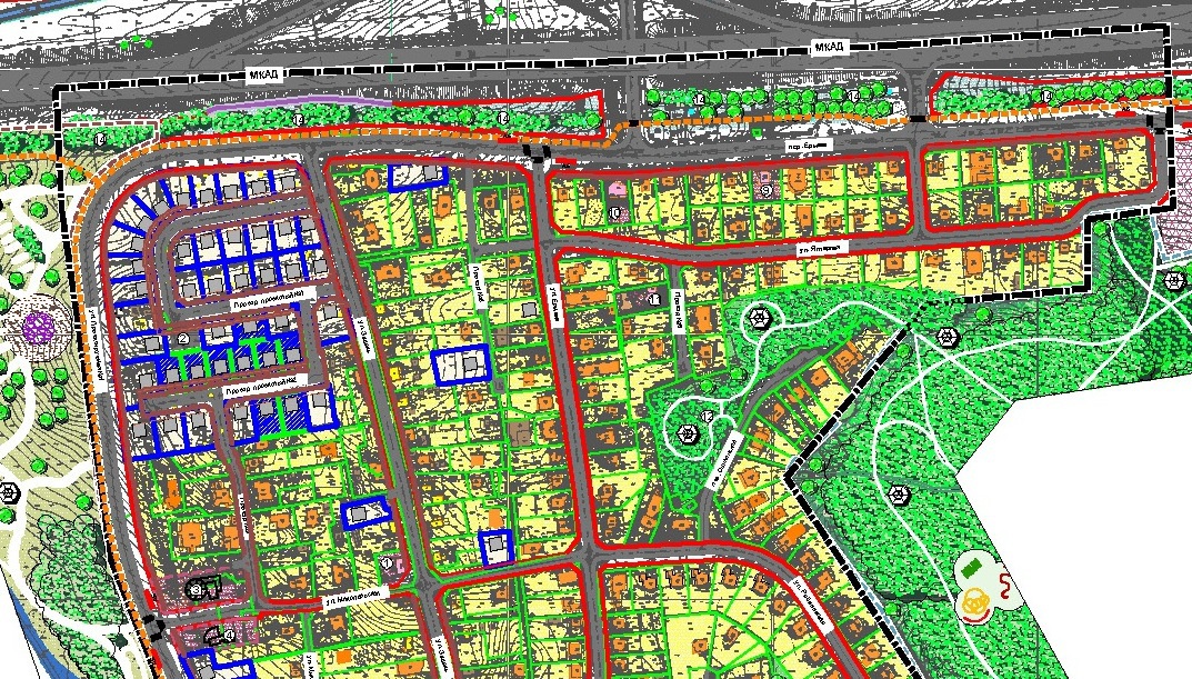 План застройки деревни голубое