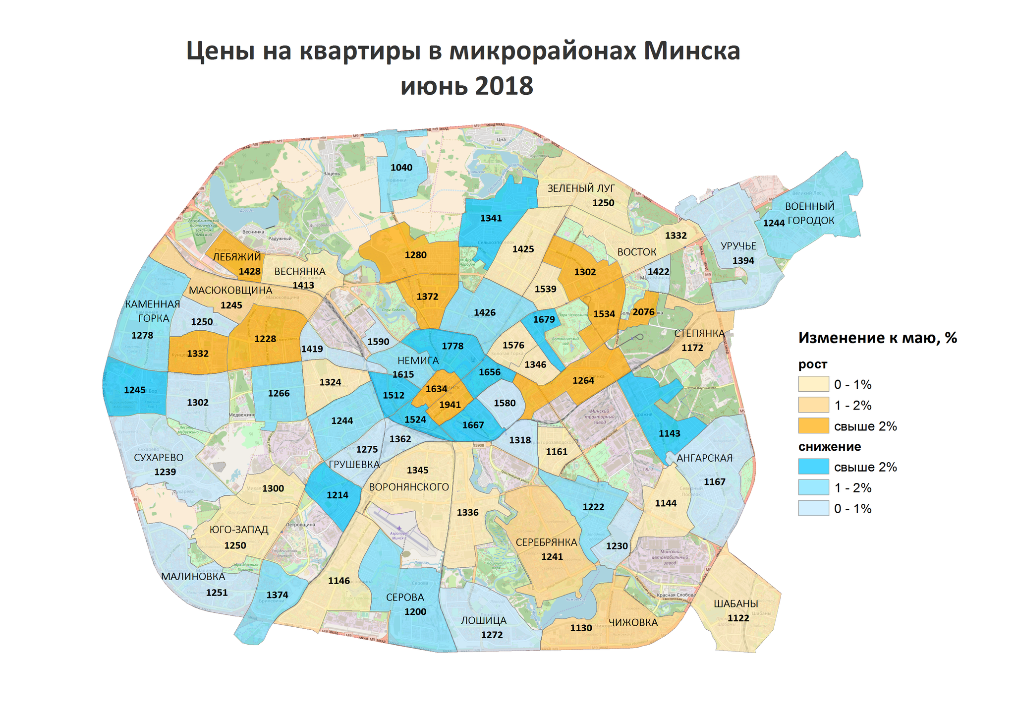 Карта микрорайонов минска