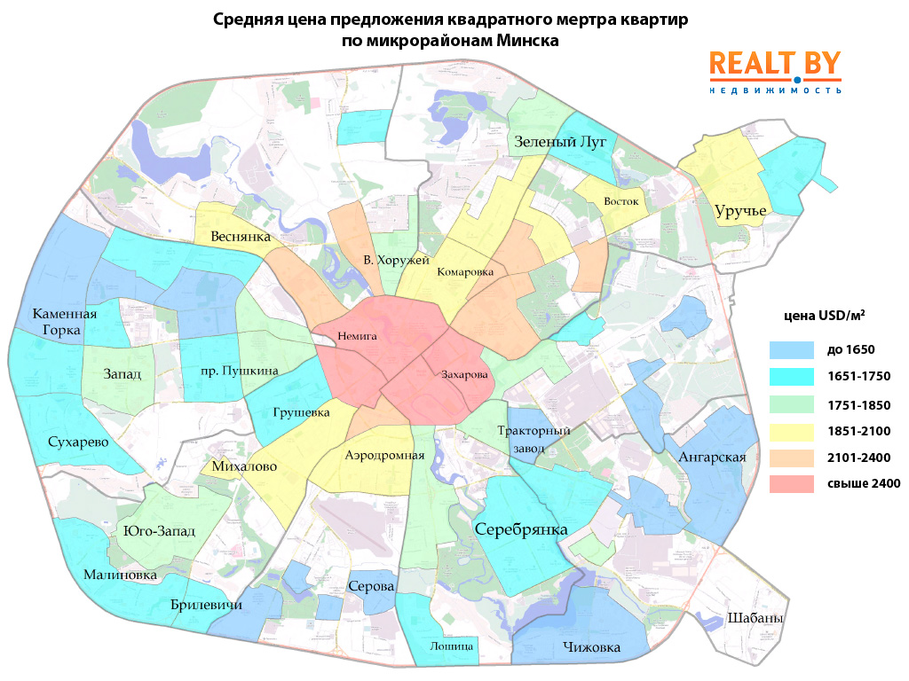 Карта стоимости квадратного метра в москве